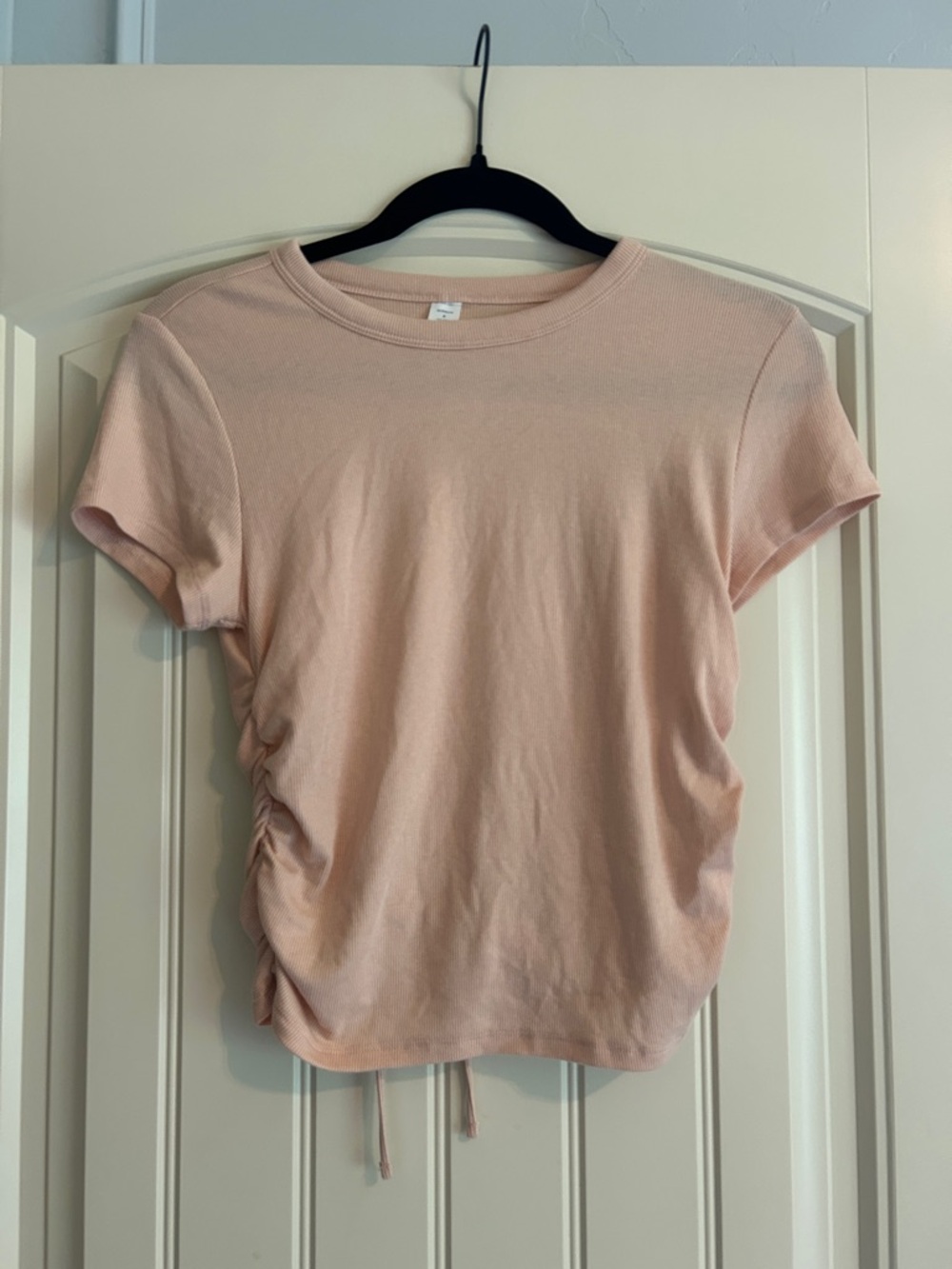 Old Navy Women’s Short Sleeve Ruched Side Top - Light Blush Pink
